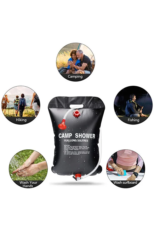 Kamp Solar Güneş Enerjili 20 Litre Katlanır Su Deposu Kamp Duşu